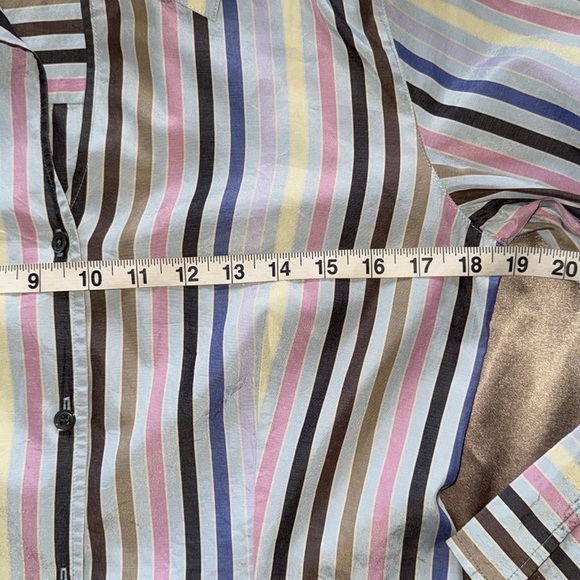 Doncaster Vintage Silk Blend Striped Button Up Shirt Multi Color Sz  S - Picture 6 of 11